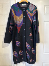 Vintage peacock/novelty pattern long cardigan|large