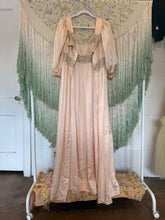 Antique 30’s Iris Silk & Rayon Peach Peignoir Robe Slip Set | sm/m