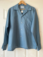 Vintage 1950s 60s Penney's Towncraft
Loop Collar Shirt Blue Long Sleeve|Large