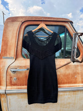 80’s 90’s Joy Western Black Bodycon Mesh Fringe Dress | small
