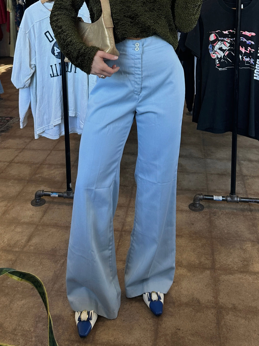 Vintage Levi’s baby blue high waisted flare pants