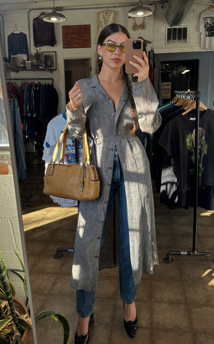 Vintage button up shirt dress with belt- size medium