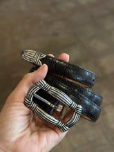 Vintage Brighton Belt With Black Crocodile-Embossed Leather