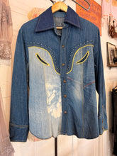 Vintage 70’s Handmade Denim Scrap Selvedge Studded Shirt | M/L