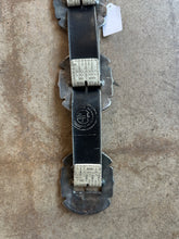 Vintage AM Accessories Textured Leather Western Concho Belt With Silver Sunburst Medallions