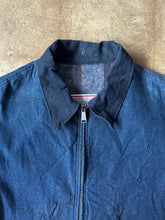 Vintage 70s Sears Dark-Wash Denim Workwear Jacket with Blanket Lining & Cord Collar|XL