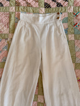 40’s ivory corduroy high waisted wide leg trousers | waist: 26"