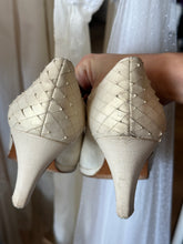 Vintage Prevata Italy Woven Cream Leather Pointed Toe Pumps Heels|size 9