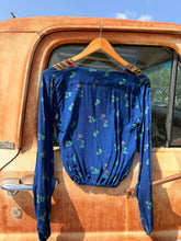 70’s Afghan Embroidered Bodice Mix Print Blouse | xs