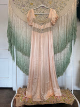 Antique 30’s Iris Silk & Rayon Peach Peignoir Robe Slip Set | sm/m