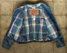 Vintage 90s Levi's Plaid Flannel Lined Denim Bomber Jacket|XL