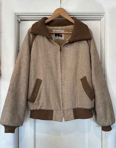 Vintage William Barry vintage houndstooth jacket with a sherpa lining