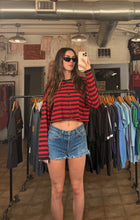 90’s BDP Red & Black Cotton Stripe Crop Long Sleeve | Medium