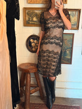 20’s 30’s Black Net Lace Dress | sm/m